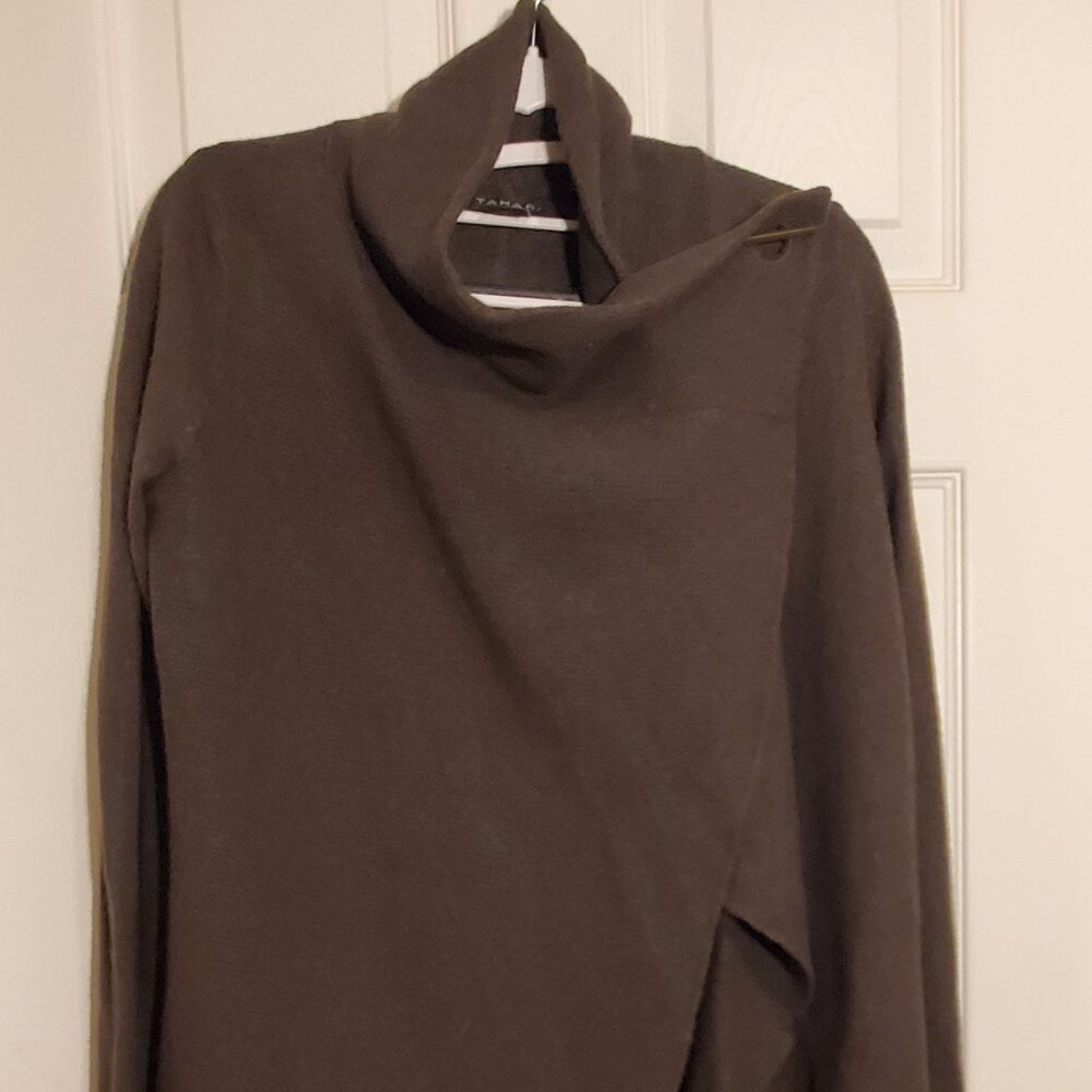 Tahari Shawl Cardigan, Moss Green, Small, Merino Blend
